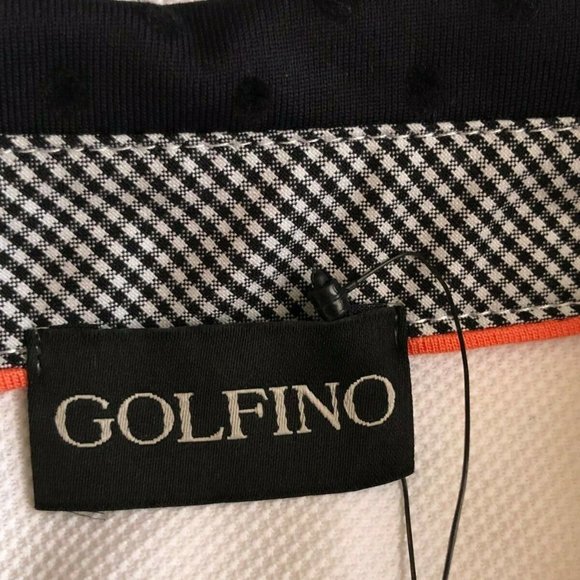 NWT $139 GOLFINO Sz 6 or S Women's Polo Shirt 5 Buttons 3/4 Sleeve White Black - Picture 5 of 12